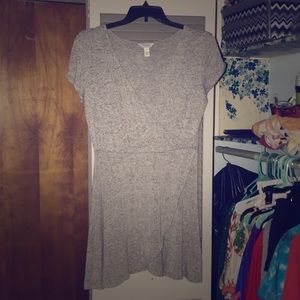 Low v neck grey dress